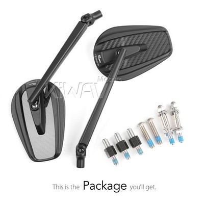 Universal Slim Mirrors MAMBA Black Carbon Fiber Convex fits Honda Shadow VTX