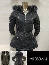 Women's Black Faux Fur Hooded Parka Jacket LM1050V-N