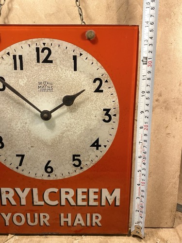 Vintage Barbers Shop Brylcreem Werbeuhr Smiths SecTric Mid Century - Bild 8 von 20