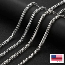 4MM White Gold Plated Franco Chain Stainless Steel Chain Necklace for Men Women