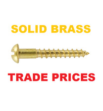 SOLID BRASS SLOTTED ROUND (DOME) HEAD WOOD SCREWS No4 No6 No8 Gauge 4g 6g 8g