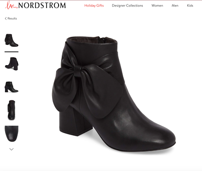 NORDSTROM $350 - ITALIAN BLACK LEATHER WOMEN ANKLE BOOT w  display picture 1