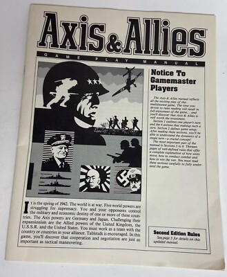 Axis & Allies 1984 Game Replacement Pieces Parts Vintage Instruction Manual Book