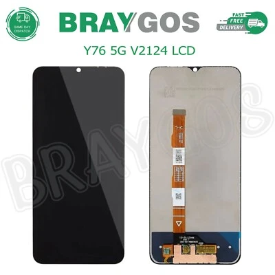 BRAYGOS Replacement For VIVO Y76 5G V2124 LCD Touch Screen Display Assembly Black