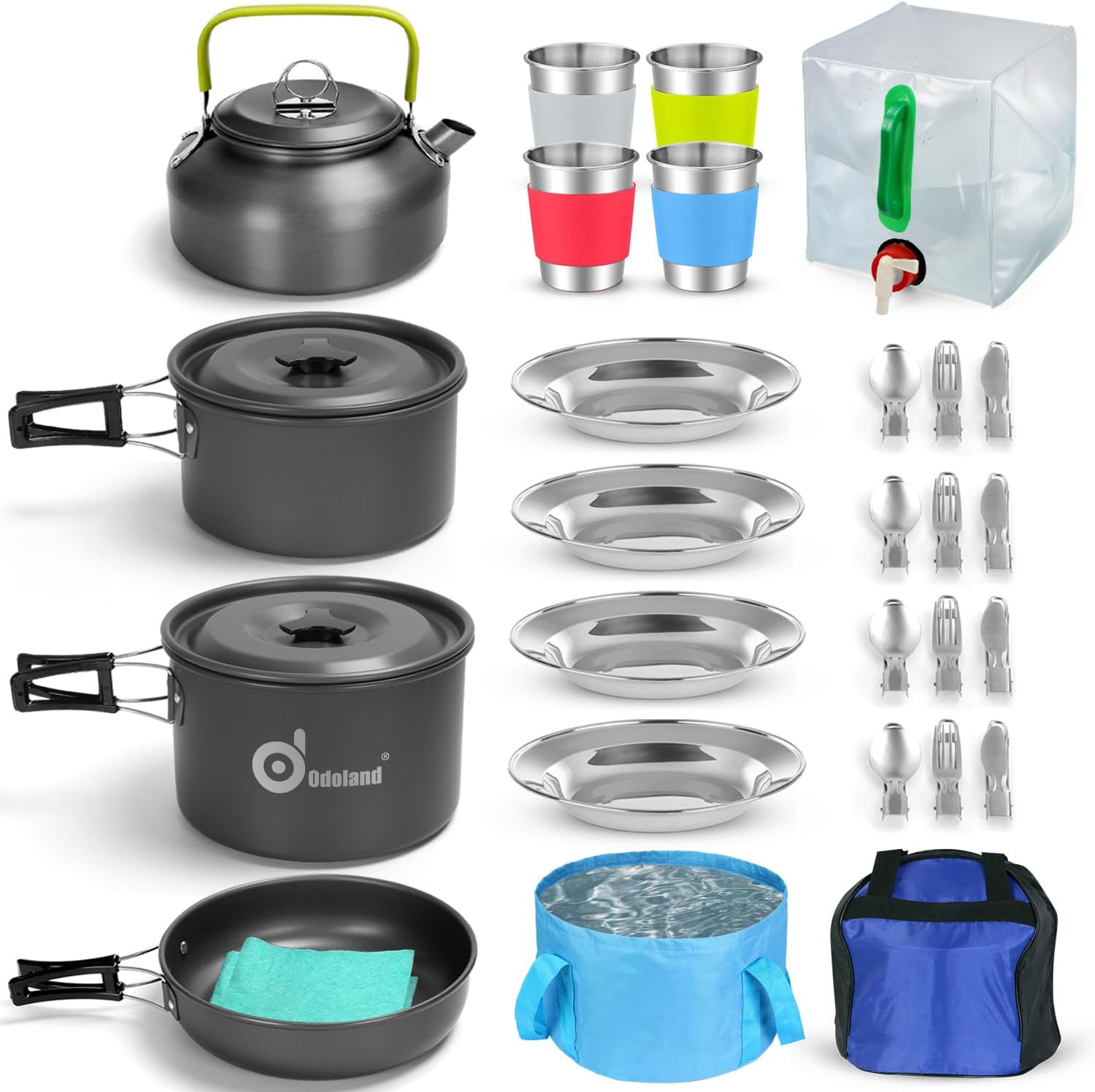 Kit de casseroles camping compact, vaisselle popote et réservoir d'eau outdoor