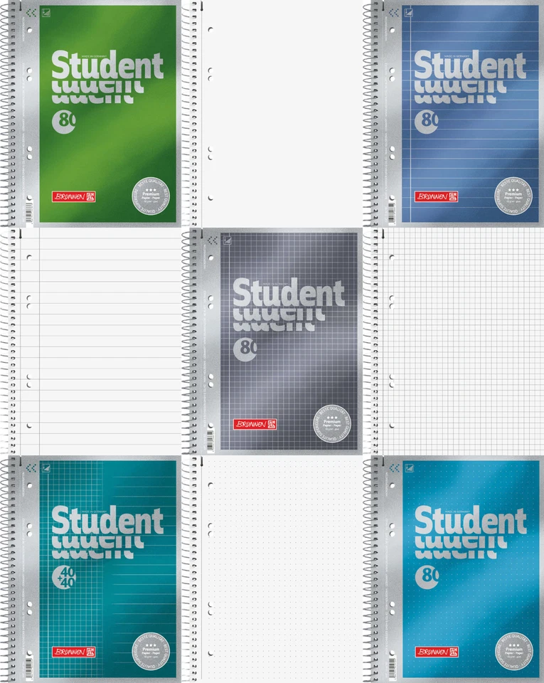 BRUNNEN (BAIER & SCHNEIDER GMBH & CO. KG) Brunnen Collegeblock Premium A5 (Liniert Kariert Blanko Dotted Duo wählbar 90g)