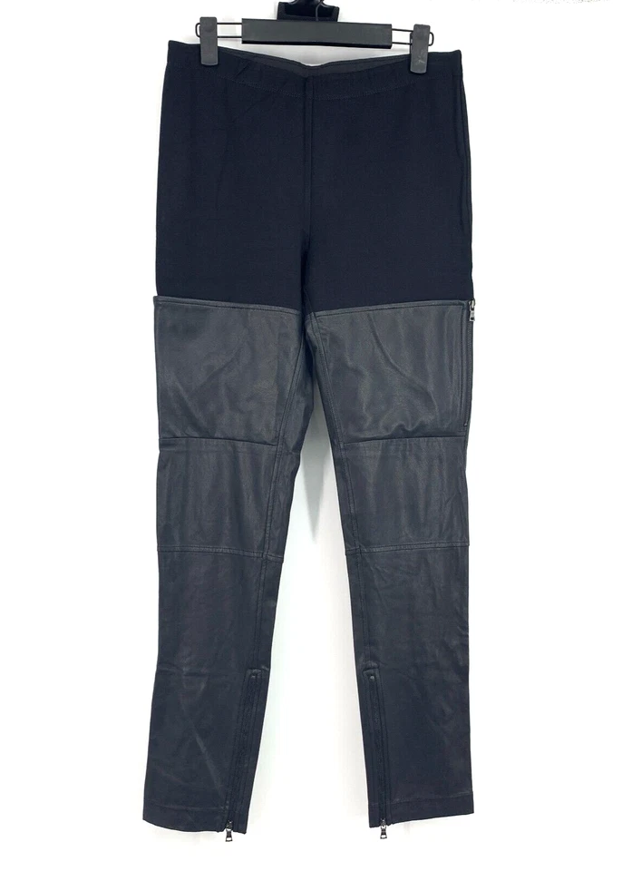 BCBGMaxAzria Leggings Mujer Talla Mediana Conan Negro Imitación Cuero Ribete Cremallera Pantalones Foto 3 de 4