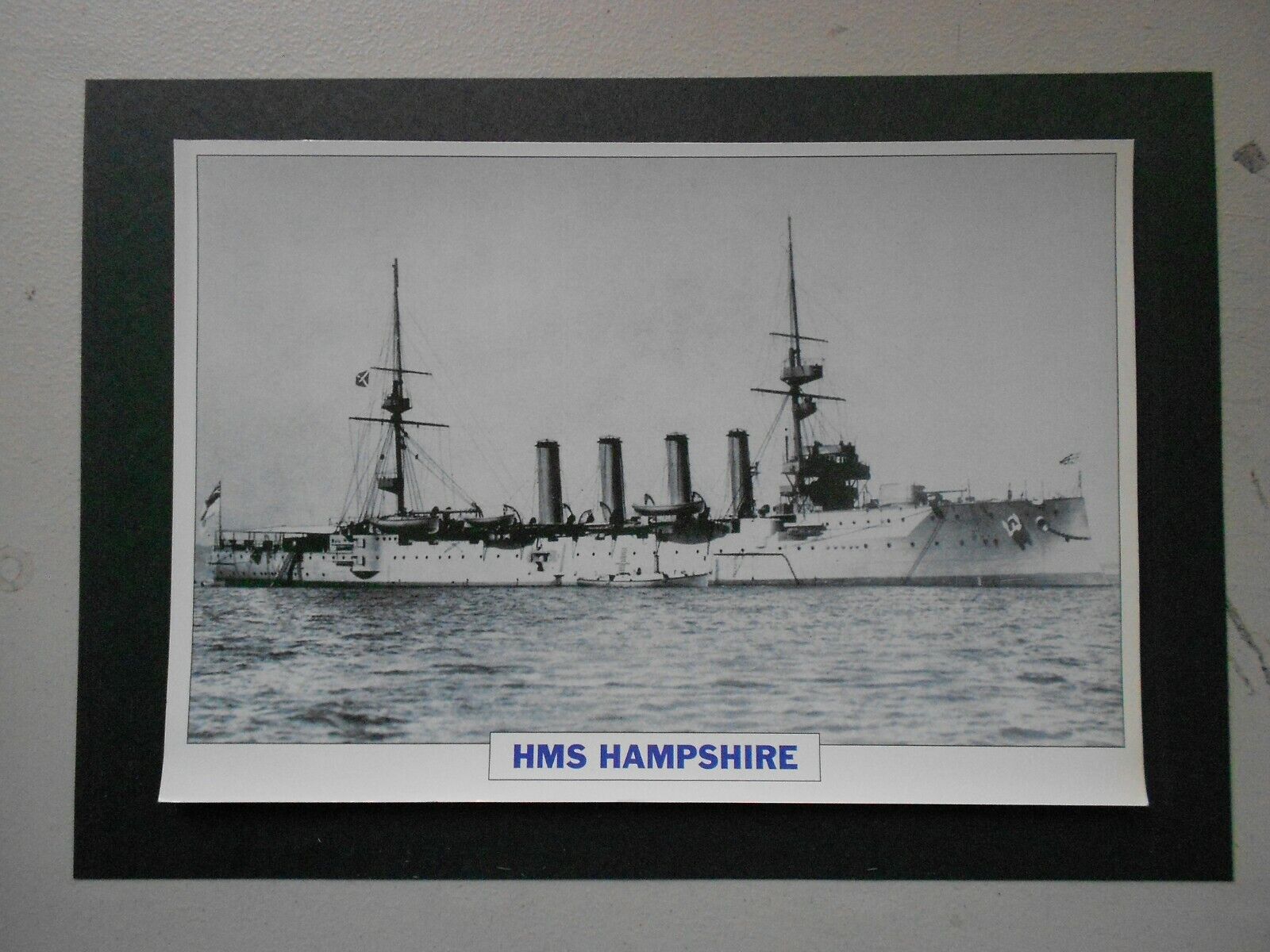 NAVAL PRINT- HMS HAMPSHIRE (1903) ARMOURED CRUISER