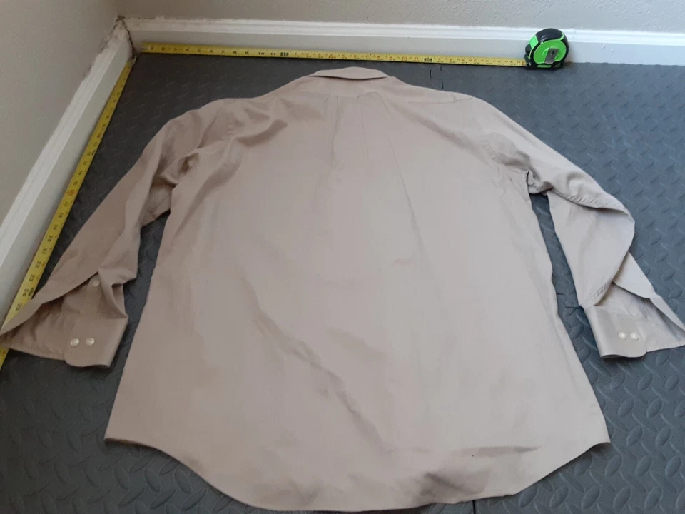 Camisa manga larga CHAPS corte clásico sarga beige sin arrugas 16-16,5 32/33 #S135 Foto 3 de 3