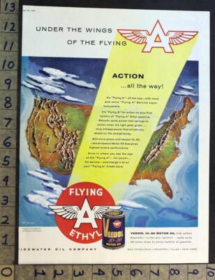 1956 VEEDOL MOTOR OIL TRAN MAWICKE ART TOPOGRAPHIC US RELIEF MAP AUTO AD 36174