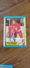 1989-90 TOPPS SIGNED ROOKIE CARD STEVE CHIASSON RED WINGS HURRICANES FLAMES 164