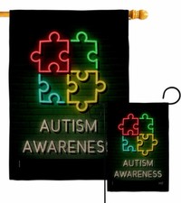 Neon Autism Garden Flag Support Awareness Decorative Gift Yard House Banner