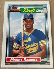 1992 TOPPS DRAFT PICK  "MANNY RAMIREZ"  YOUTH SERVICE LEAGUE #156  -  PRE-OWNED