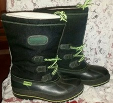 Arctic Cat Winter Boots Snow Mobile Removable Felt Liner  Black / Green Sz 4 