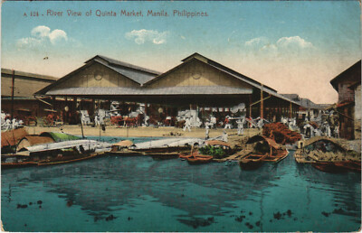 PC PHILIPPINE ISLANDS, MANILA, VIEW OF QUINTA MARKET, Vintage Postcard (b31205)