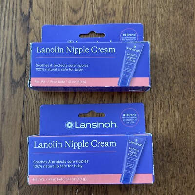 2 PK Lansinoh Lanolin Cream for Breastfeeding Heals Cracked Nipples Exp 10/27