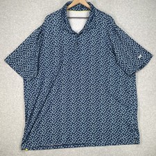 Maelreg Performance Polo Shirt Mens 3XL Blue Geometric Preppy Golf Beach