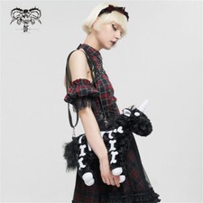 Devil Fashion Women Black And White Gothic Punk Skeleton Cute Unicorn Plush Bag