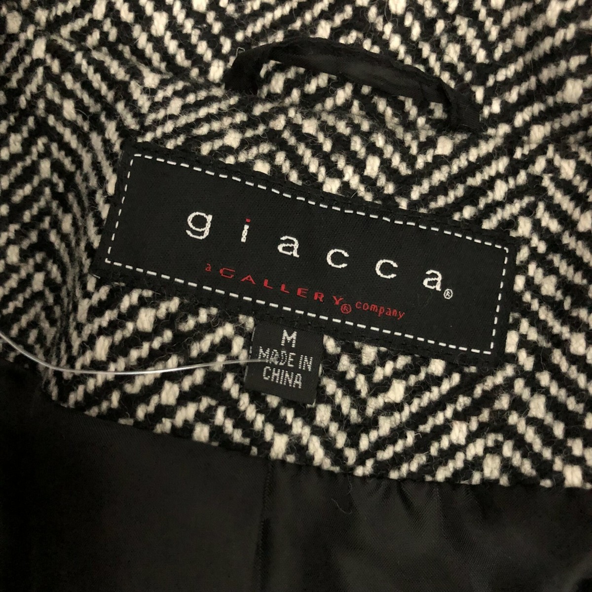 Giacca Womens Coat Herringbone Wool Blend Button Front Pockets