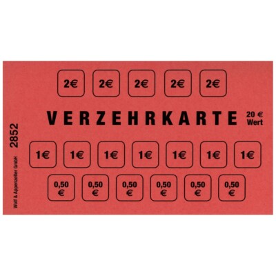W&A Verzehrkarte Verzehrkarten 20 Euro rot 50 Blatt