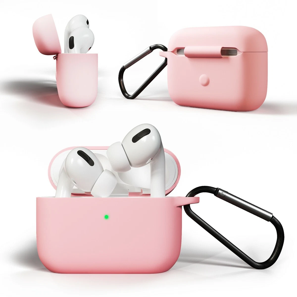 Airpods Case No Keychain,AirPods Case Cover,Full Protective Silicone  AirPods Accessories Skin Cover,Compatible with Airpods 1 & 2 Case,Front LED