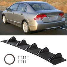 Rear Lip Bumper Diffuser Matte Black 10 Fins Spoiler Splitter For Honda Civic