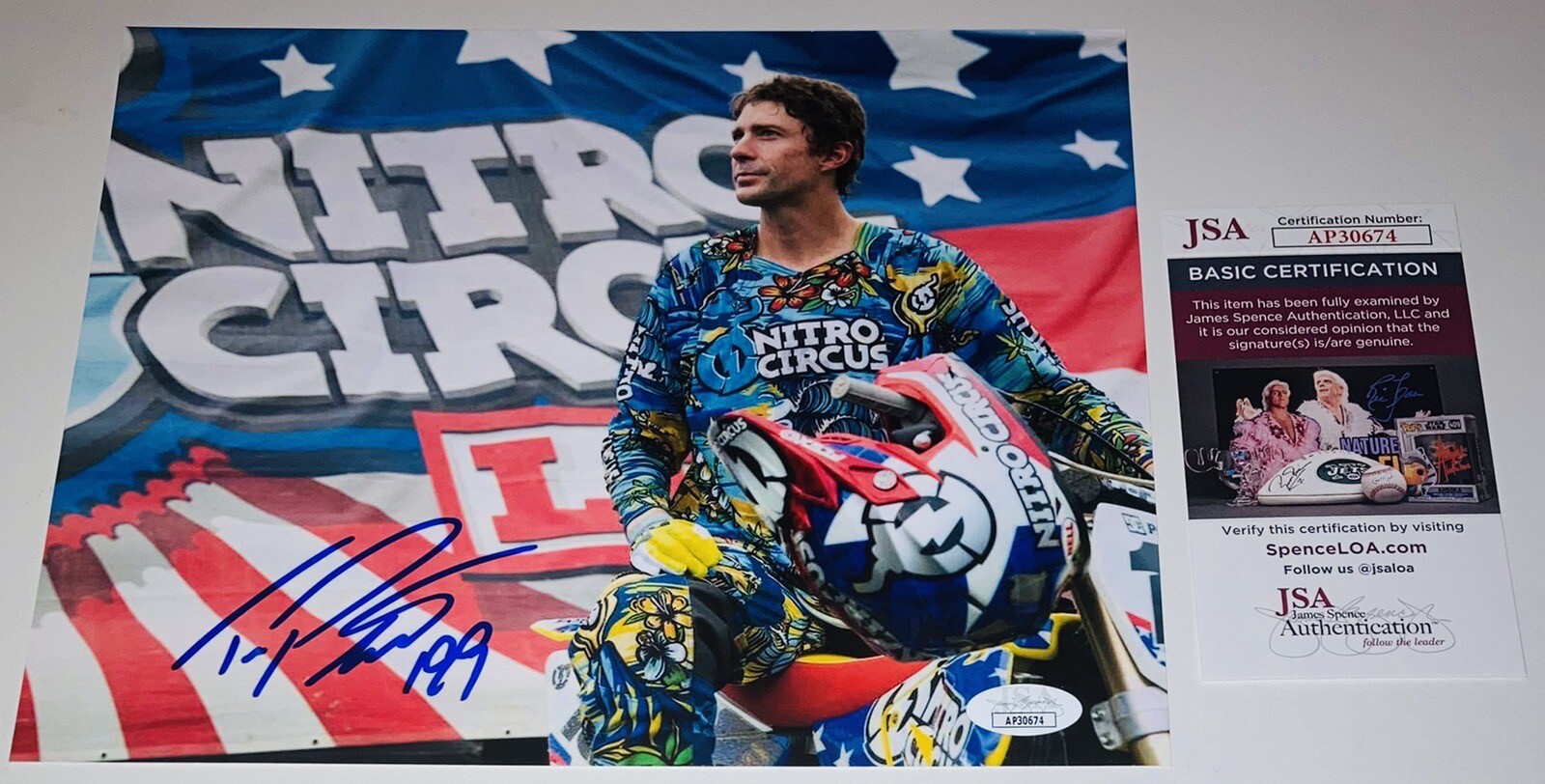 TRAVIS PASTRANA SIGNED AUTOGRAPHED NITRO CIRCUS 8X10 PHOTO MOTOCROSS X