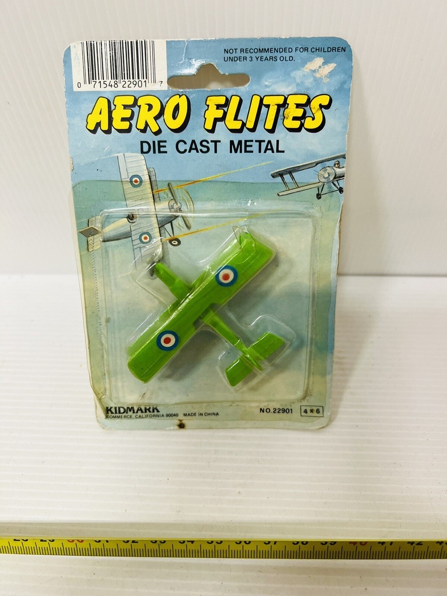 Aero Flites Die Cast Metal Miniatures Vintage Biplane Green