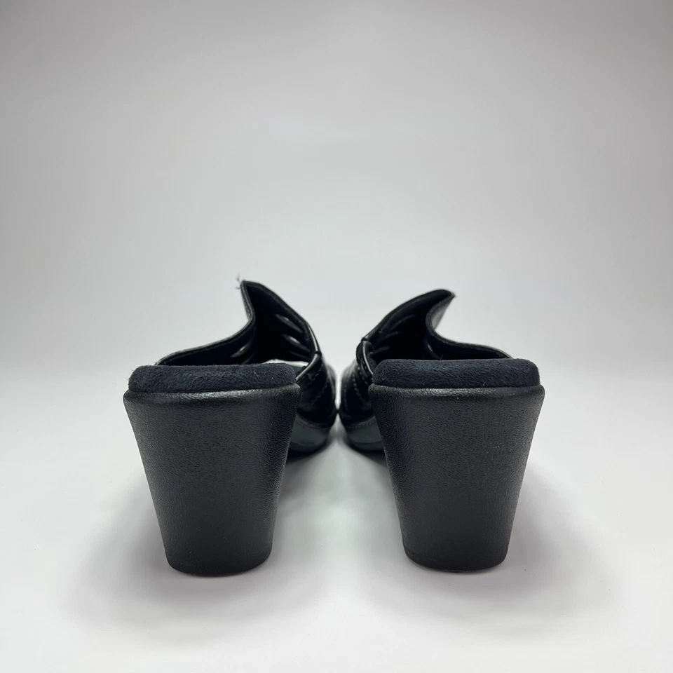 Croft & Barrow Aliana Slide 黑色皮革粗跟懒人凉鞋女式 6.5 — 第 4/4 张图片