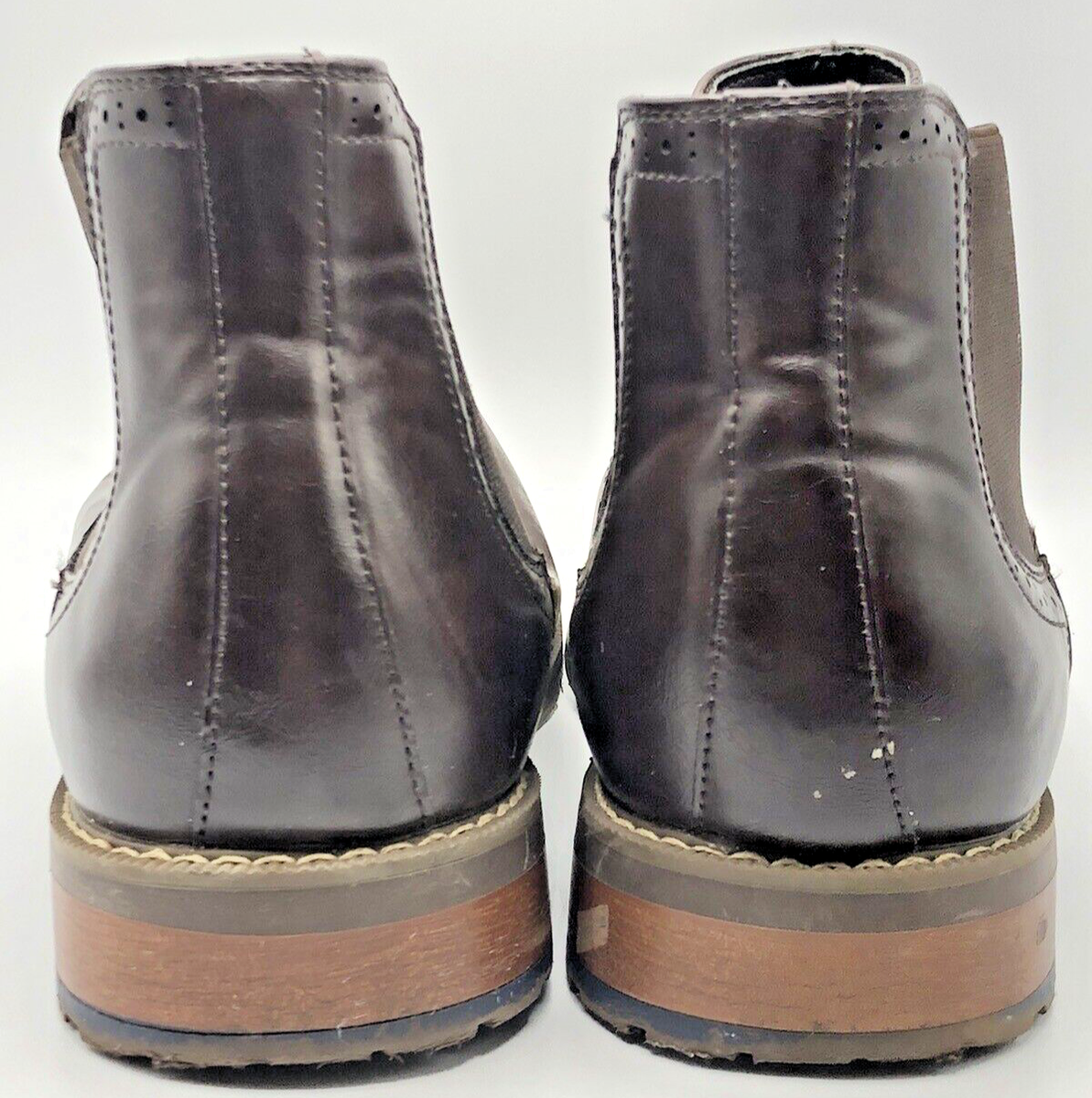 Van Heusen Brown Leather Boots Men\'s Vander Size 9 Van Heusen Boots Men 9M Brown Gibson Chukka Lace Up Faux  main image 3