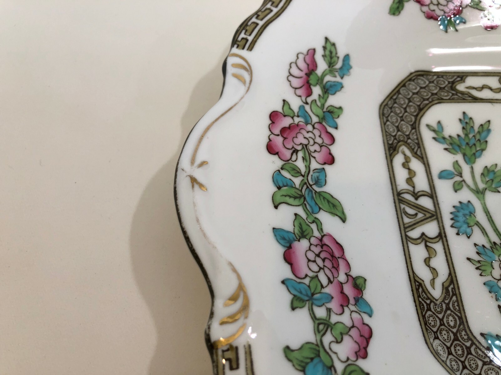 Vintage Sampson Bridgwood & Son Anchor China England Indian Tree Cake Plate