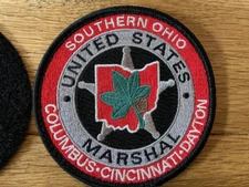 U.S. MARSHAL 3.5"  STAR PATCH SOUTHERN OHIO RED AND GRAY W/ BUCKEYE LEAF