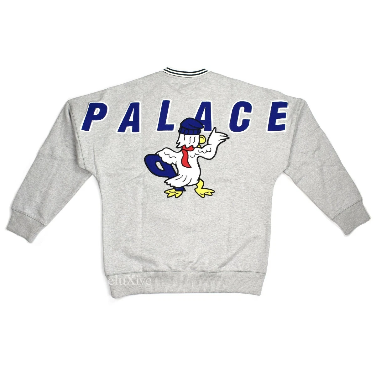 NWT Palace Chilly Duck P-Logo Crewneck Sweatshirt Gray Men's L FW20 DS  AUTHENTIC