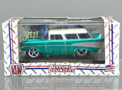 M2 Machines 09-01 Ground Pounders Diecast 1:64 Green 1957 Chevrolet Nomad Wagon