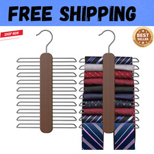 Wood Tie Rack Holder Necktie Belt Hanger Organizer Storage Rack Space Saver
