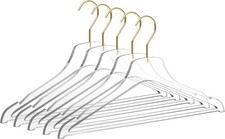 Acrylic Clear Lucite Hangers - 5-Pack with Bar Matte Gold Hooks - Hangers for...