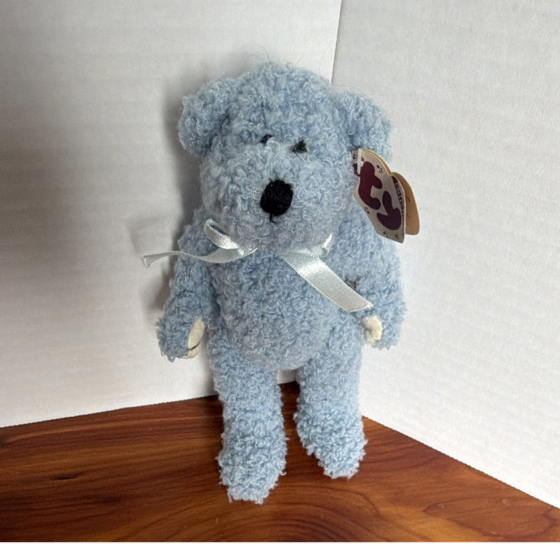 Ty Attic Treasures Bluebeary Blue Teddy Bear Plush Retired 1997 MPN 16080