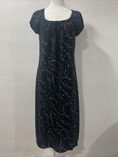 Vintage DKNY Womens 90s Fairygrunge Midi Sheath Floral Dress Size 6 Black