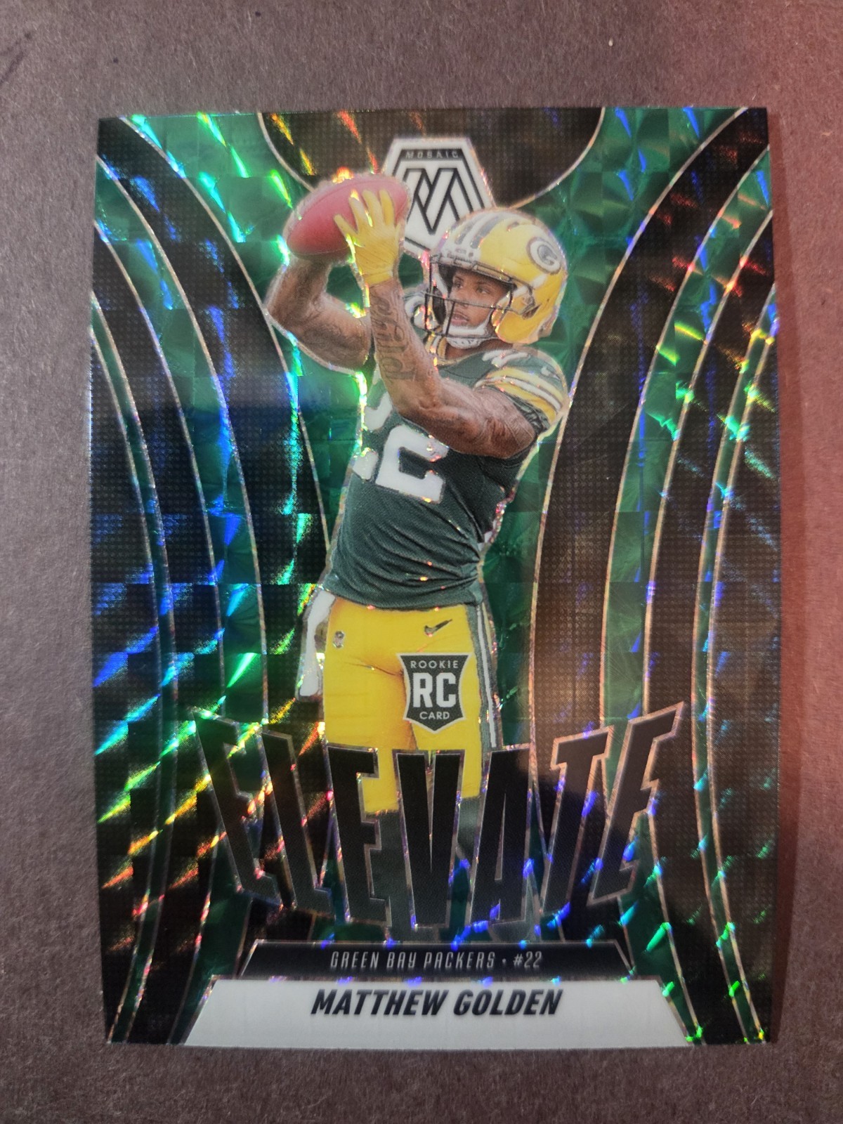 2025 Panini Mosaic - Elevate Matthew Golden #3 Green Mosaic Prizm (RC)