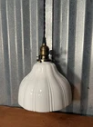 Antique Victorian Milk Glass Fixture Ribbed Shade Light Fatboy Brass Socket
