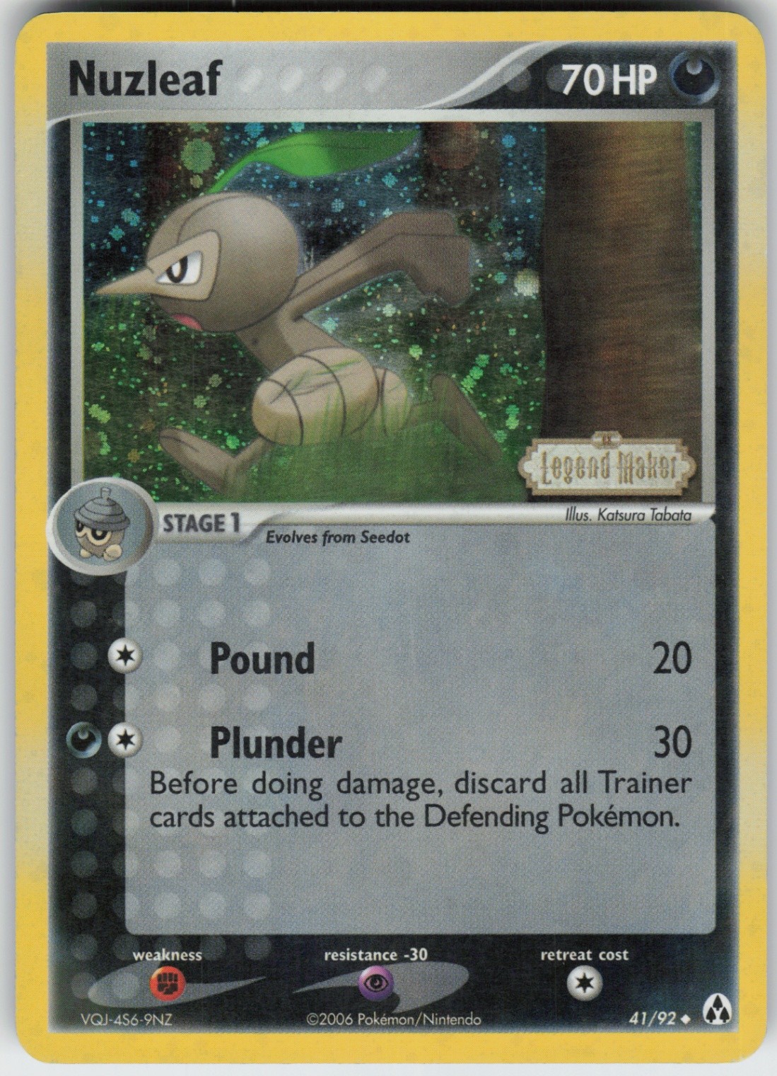 Played Reverse Holo Nuzleaf 41/92 Legend Maker Uncommon