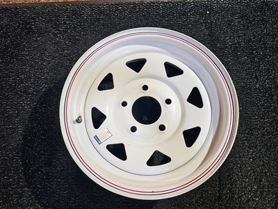 (QTY 1) SRW White Steel Trailer Wheel Rim 15x5 5x114.3 5 Lugs 2160 LBS