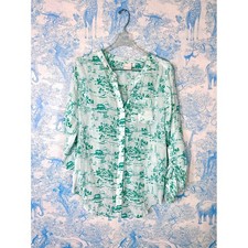 Zac & Rachel Coastal Toile Print Blouse Palm ...