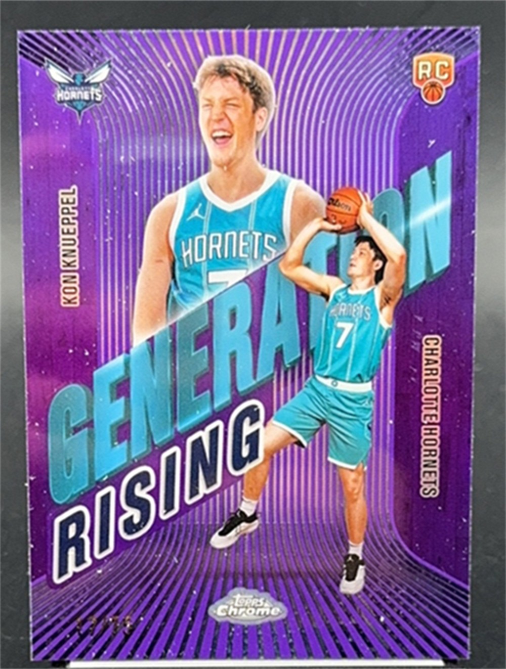 2025-26 Topps Chrome Kon Knueppel Generation Rising Purple Refractor RC /75