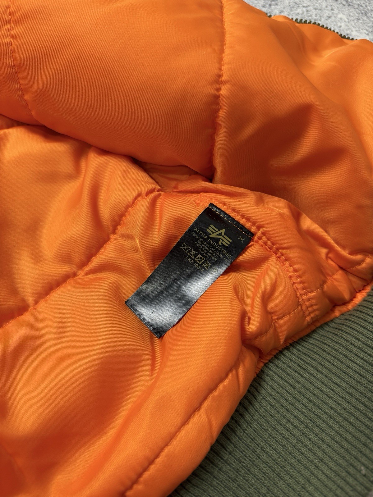 Alpha Industries MA-1 Bomber Flight Jacket Sage Green Orange Lining Women Size L image 10