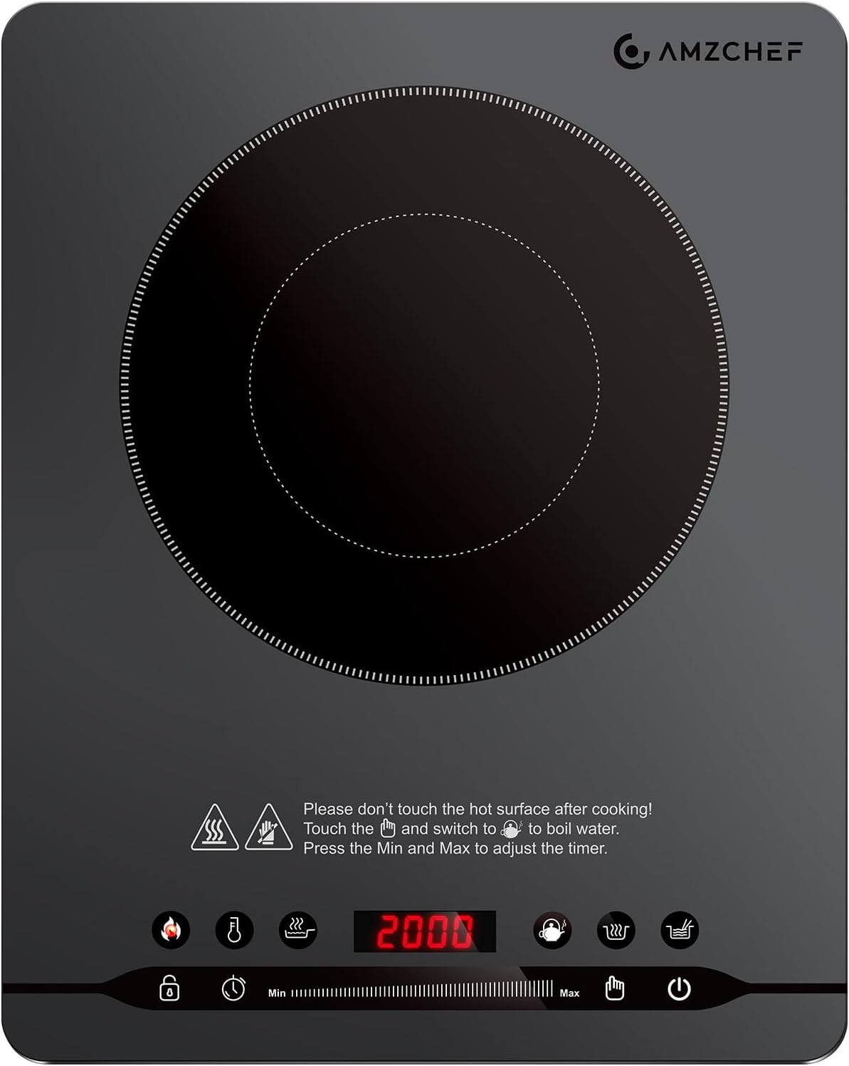 Piastra Induzione Portatile 2000W 1 Fuoco Design Sottile Silenzioso Grigio 🍳🔥