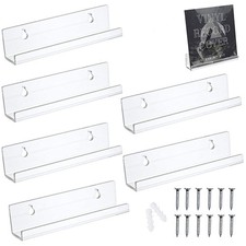 6PCS Floating Shelves Wall Mounted Clear Acrylic Shelves Record Wall Display