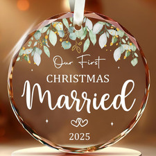 Wedding Gifts for Couple - Our First Christmas Married 2025 Ornament for Newlywe