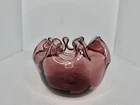 HTF Vintage MCM Blenko Glass 947L Pinched Crown Optic Vase In Amethyst Stunning