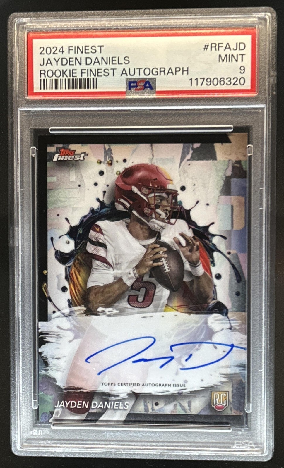 2024 Topps Finest Jayden Daniels Auto RC #RFA-JD Commanders PSA 9 Rookie